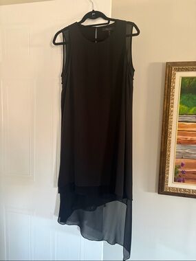 BCBGMaxAzria Black Sleeveless High-Low Chiffon Dress